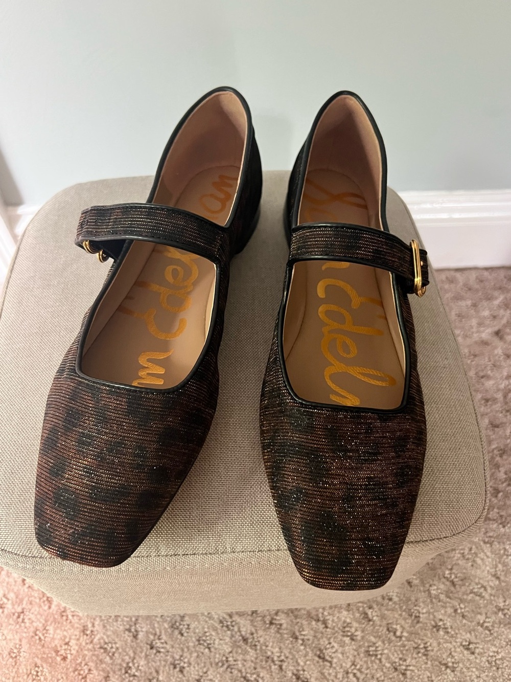 Sam Edelman leopard metallic mary janes